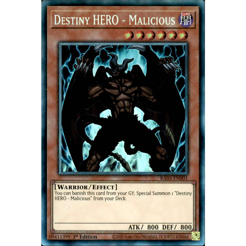 Destiny HERO - Malicious RA03-EN001 Yu-Gi-Oh! Card from the Quarter Century Bonanza Set