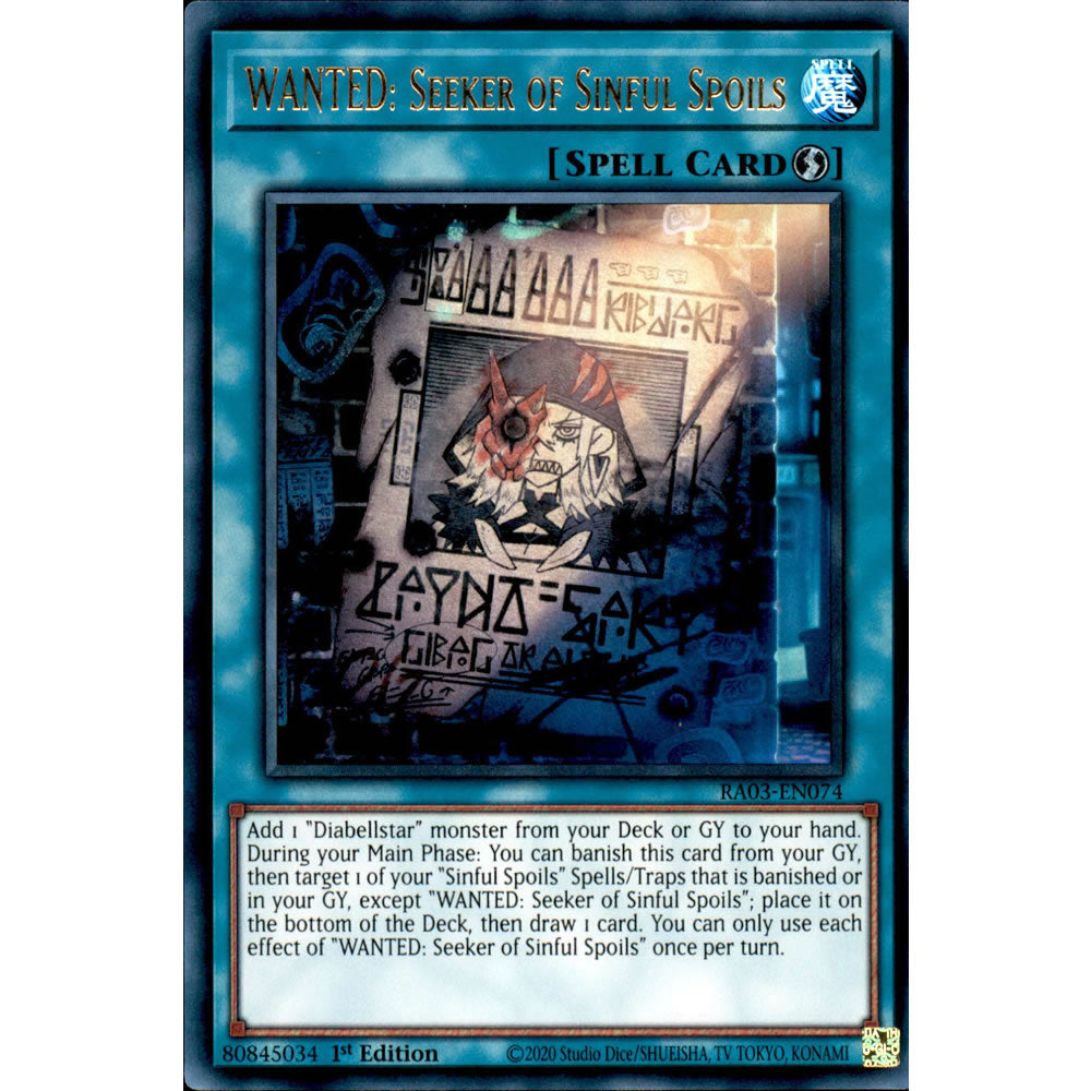 WANTED: Seeker of Sinful Spoils RA03-EN074 Yu-Gi-Oh! Card from the Quarter Century Bonanza Set