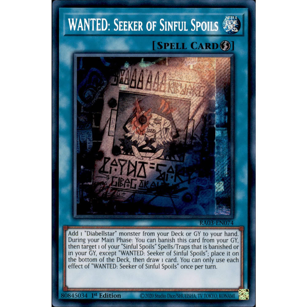 WANTED: Seeker of Sinful Spoils RA03-EN074 Yu-Gi-Oh! Card from the Quarter Century Bonanza Set