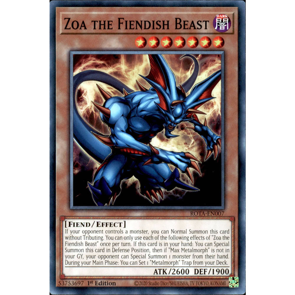 Zoa the Fiendish Beast ROTA-EN007 Yu-Gi-Oh! Card from the Rage of the Abyss Set