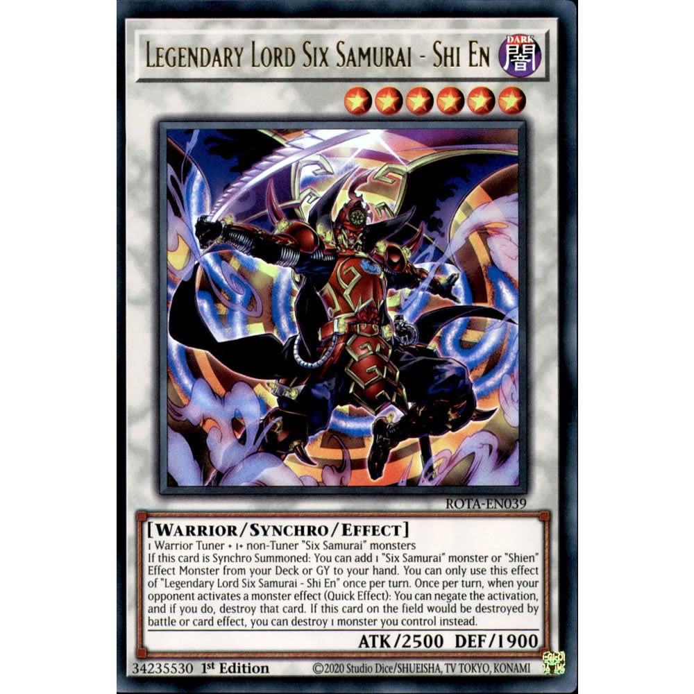 Legendary Lord Six Samurai - Shi En ROTA-EN039 Yu-Gi-Oh! Card from the Rage of the Abyss Set