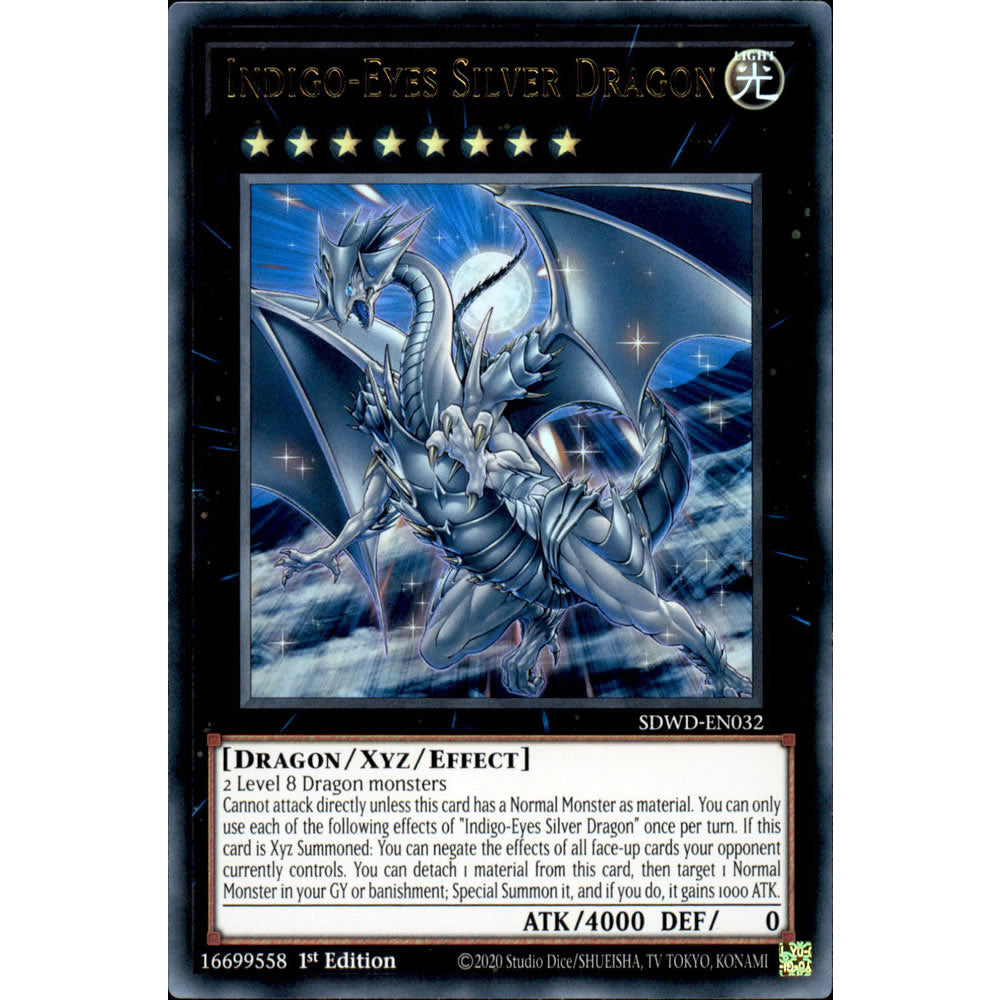 Indigo-Eyes Silver Dragon SDWD-EN032 Yu-Gi-Oh! Card from the Blue-Eyes White Destiny Set