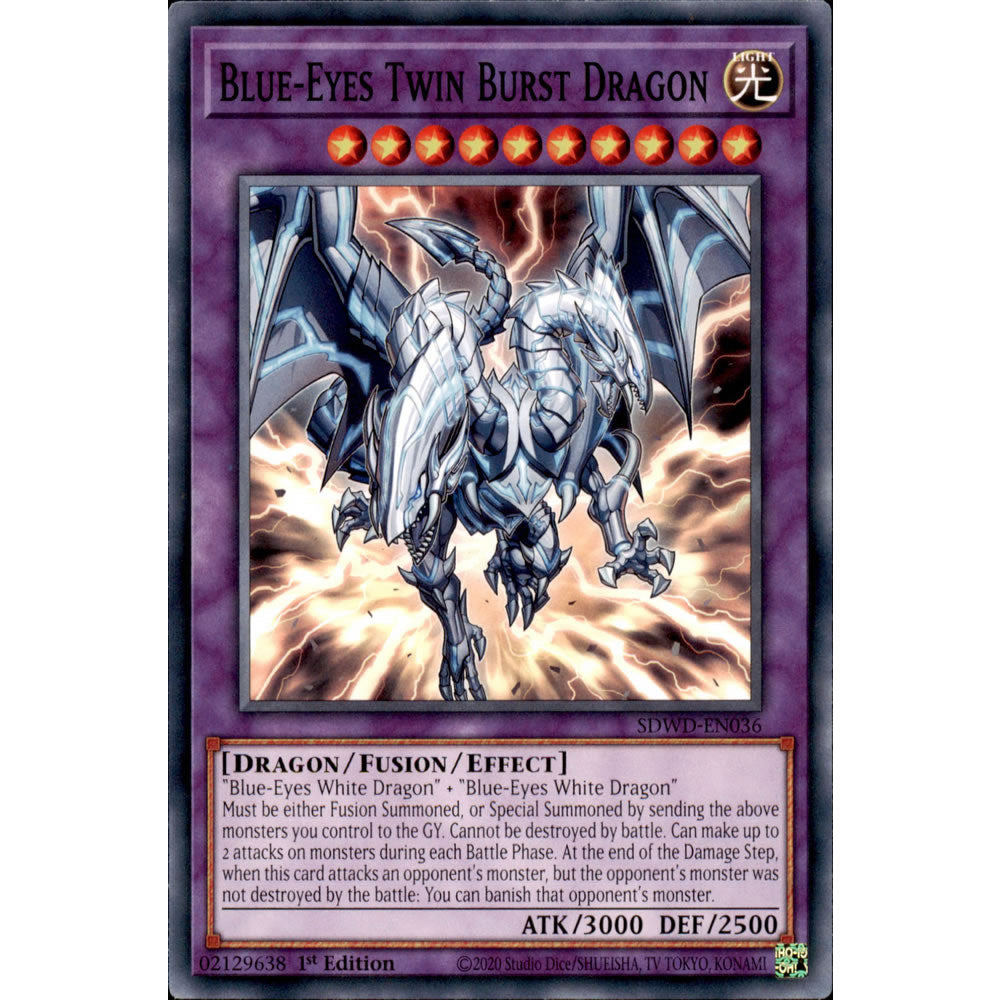 Blue-Eyes Twin Burst Dragon SDWD-EN036 Yu-Gi-Oh! Card from the Blue-Eyes White Destiny Set