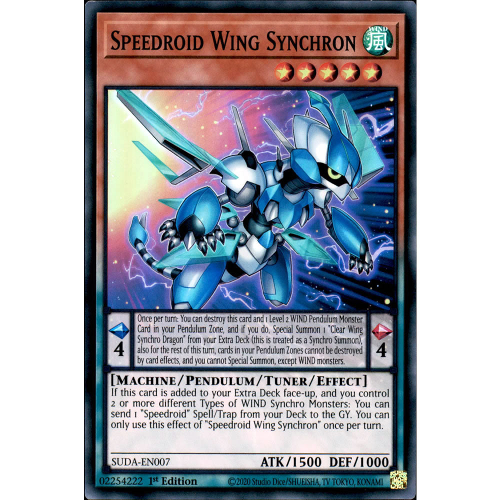 Speedroid Wing Synchron SUDA-EN007 Yu-Gi-Oh! Card from the Supreme Darkness Set