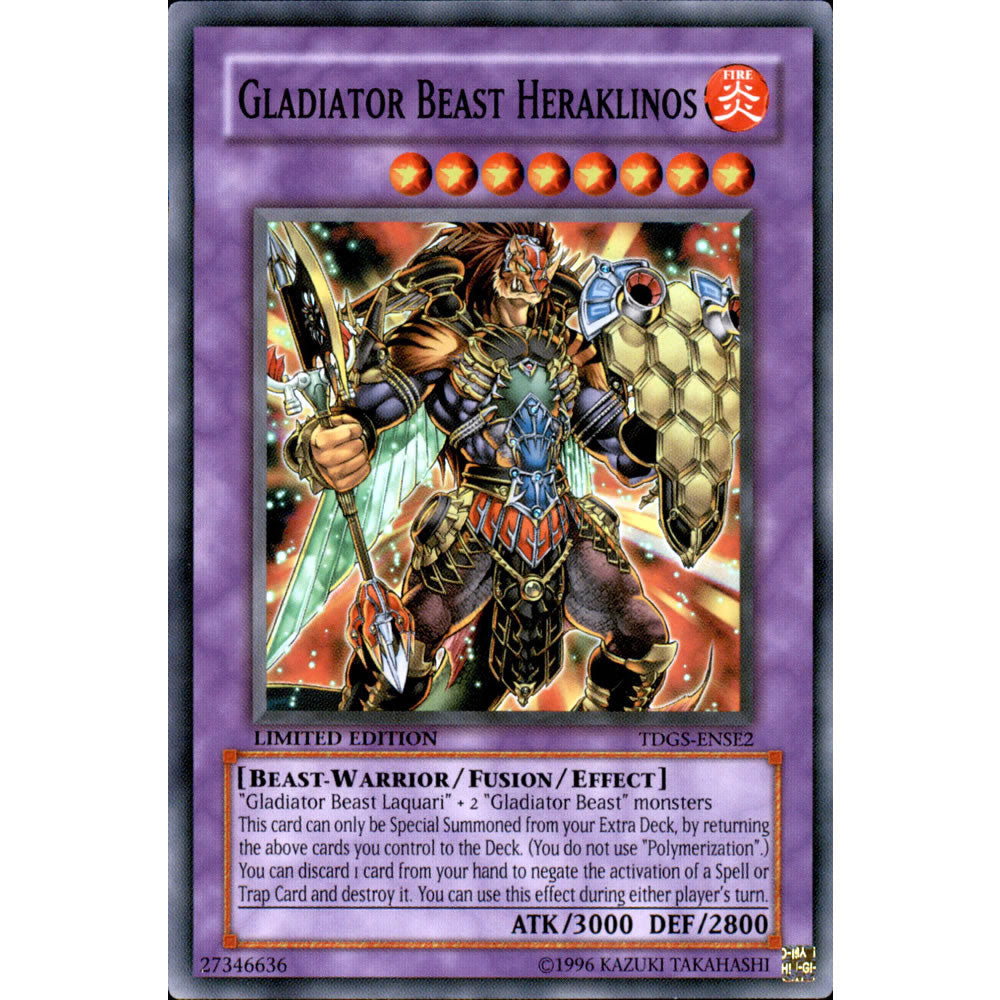 Gladiator Beast Heraklinos TDGS-ENSE2 Yu-Gi-Oh! Card from the The Duelist Genesis Special Edition Set