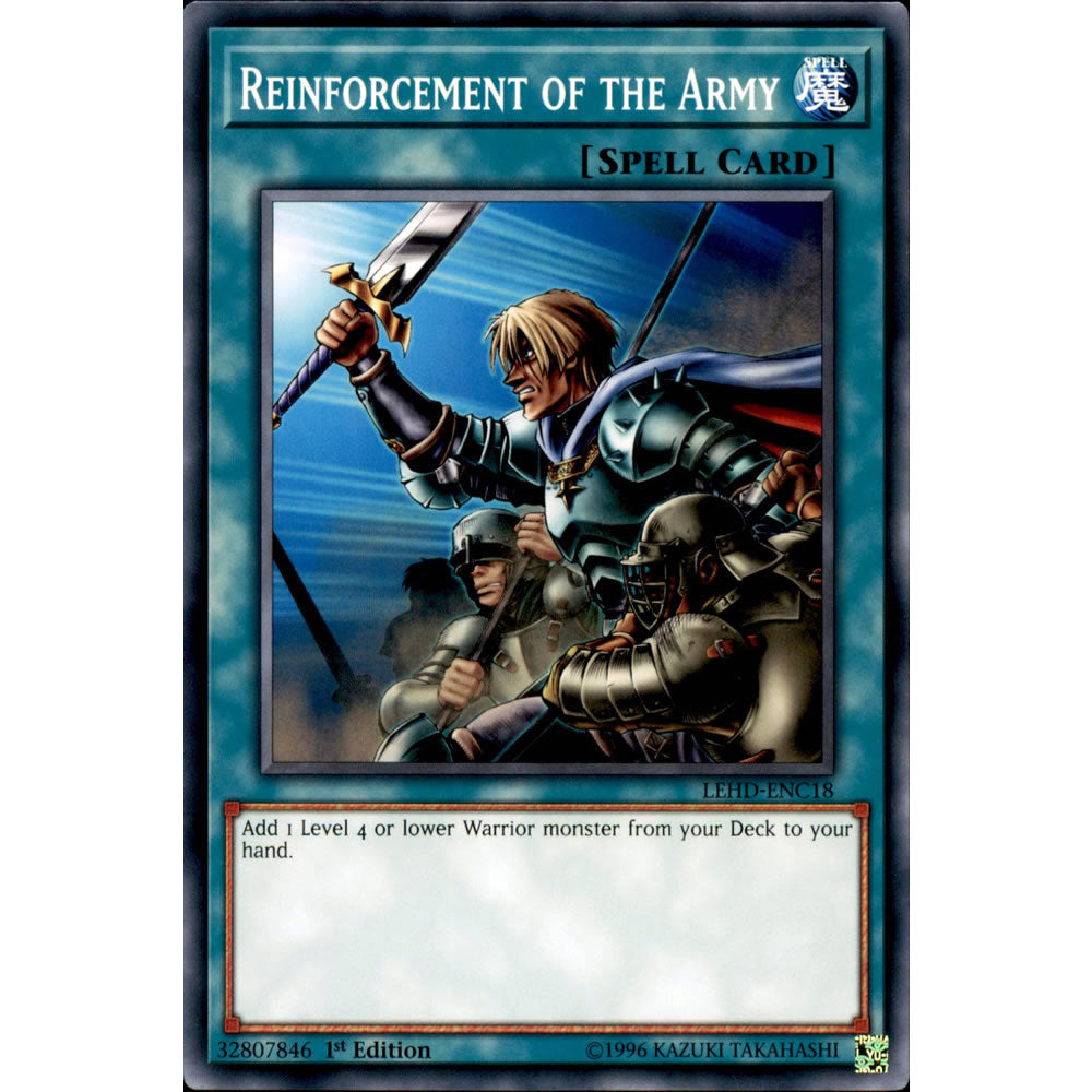 Reinforcement of the Army LEHD-ENC18 Yu-Gi-Oh! Card from the Legendary Hero Decks Set