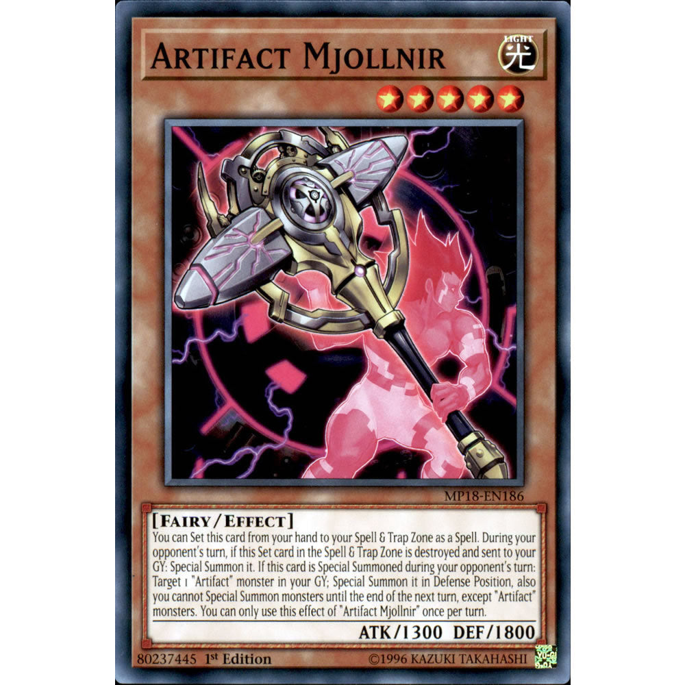 Artifact Mjollnir MP18-EN186 Yu-Gi-Oh! Card from the Mega Tin 2018 Mega Pack Set