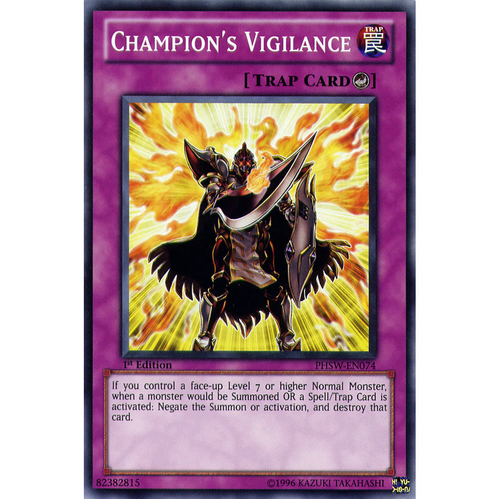 Champion's Vigilance PHSW-EN074 Yu-Gi-Oh! Card from the Photon Shockwave Set