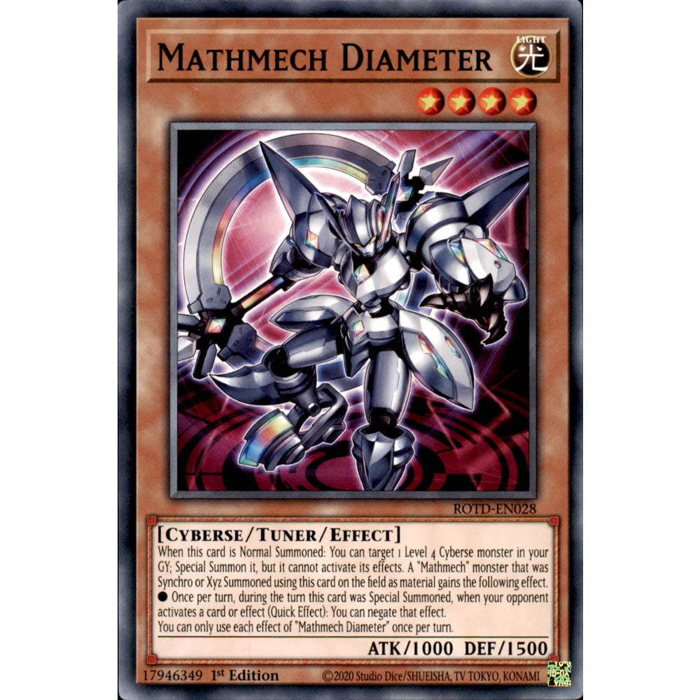 Mathmech Diameter ROTD-EN028 Yu-Gi-Oh! Card from the Rise of the Duelist Set