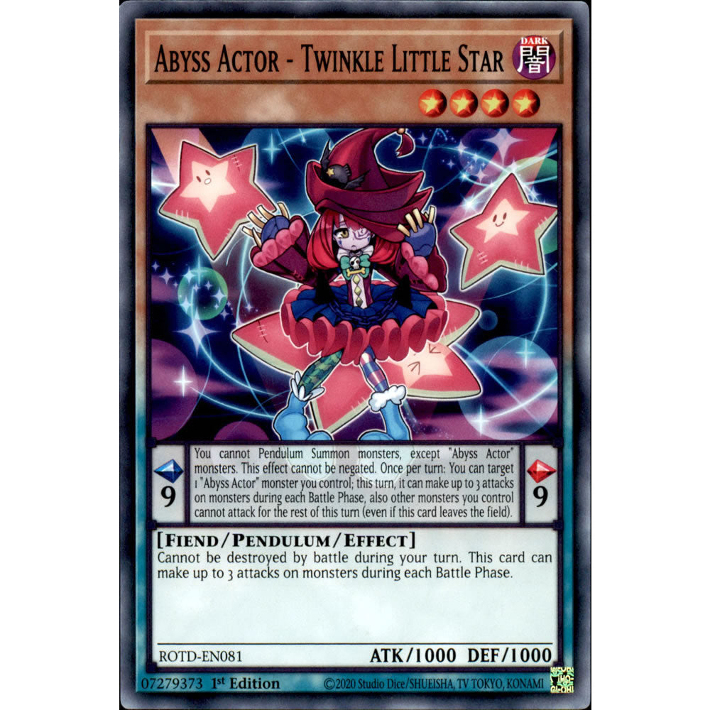 Abyss Actor - Twinkle Little Star ROTD-EN081 Yu-Gi-Oh! Card from the Rise of the Duelist Set