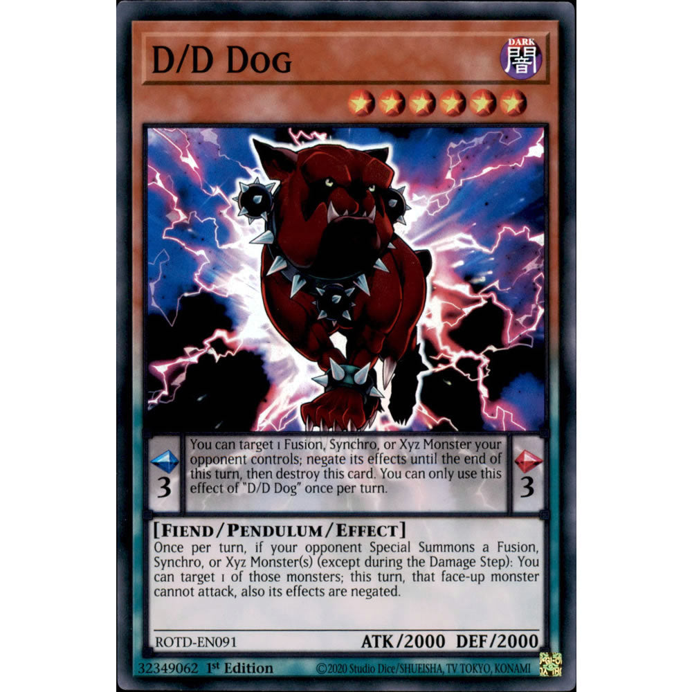 D/D Dog ROTD-EN091 Yu-Gi-Oh! Card from the Rise of the Duelist Set