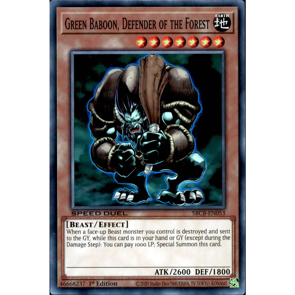 Green Baboon, Defender of the Forest SBCB-EN053 Yu-Gi-Oh! Card from the Speed Duel: Battle City Set