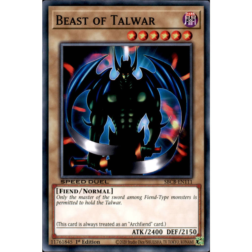 Beast of Talwar SBCB-EN111 Yu-Gi-Oh! Card from the Speed Duel: Battle City Set