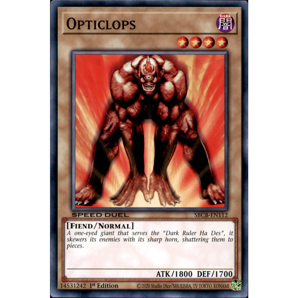 Opticlops SBCB-EN112 Yu-Gi-Oh! Card from the Speed Duel: Battle City Set