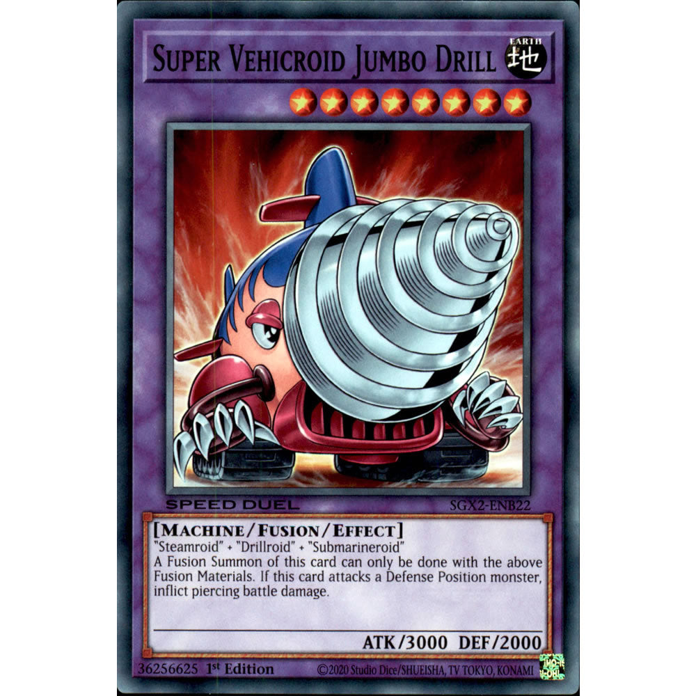 Super Vehicroid Jumbo Drill SGX2-ENB22 Yu-Gi-Oh! Card from the Speed Duel GX: Midterm Paradox Set