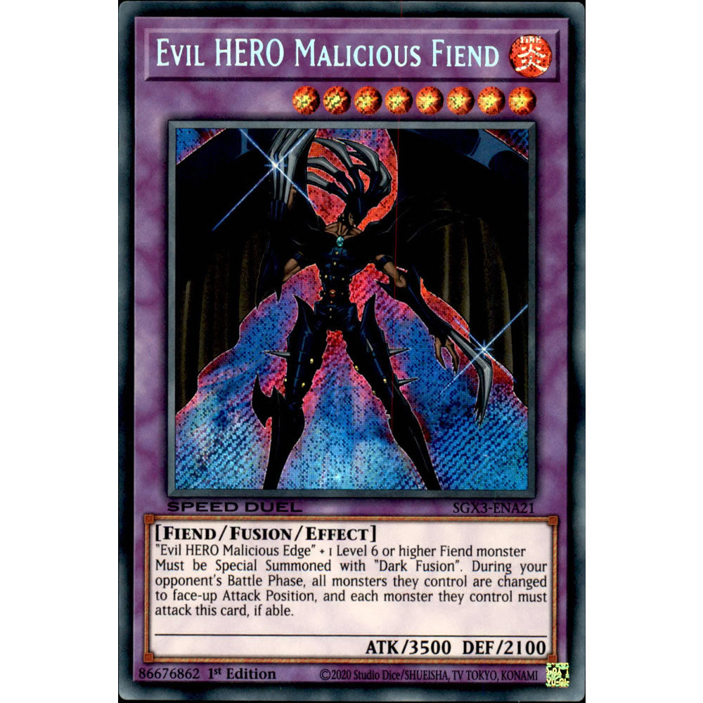 Evil HERO Malicious Fiend SGX3-ENA21 Yu-Gi-Oh! Card from the Speed Duel GX: Duelists of Shadows Set