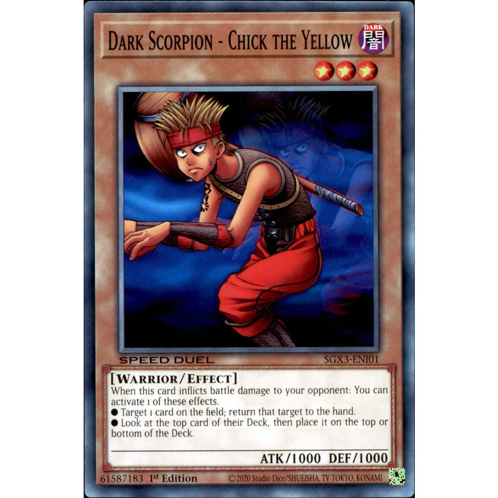 Dark Scorpion - Chick the Yellow SGX3-ENI01 Yu-Gi-Oh! Card from the Speed Duel GX: Duelists of Shadows Set